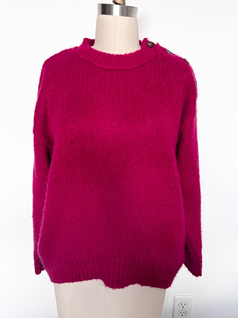 J.Crew Alpaca and Wool Crewneck Button-Shoulder Women's Sweater